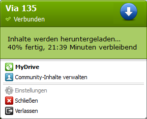 MyDrive Connect GUI nach dem Klick im Symbolbereich