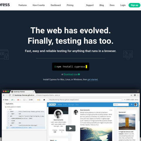 Cypress.io homepage