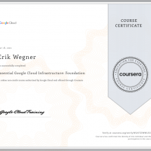 Certificate Essential Google Cloud Infrastructure: Foundation